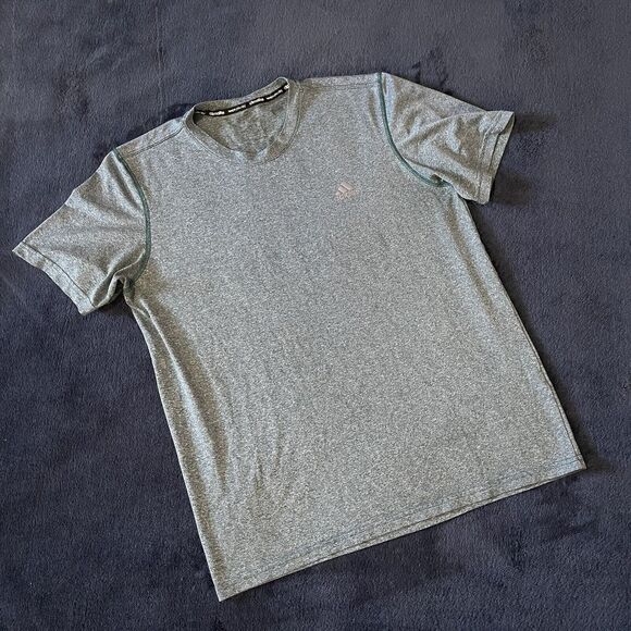 Adidas Tee Adult Size Medium Heather Green Climalite Short Sleeve Training Shirt - Picture 1 of 6